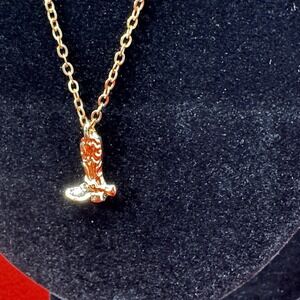 Cowboy Boot Necklace Gold Tone Adjustable
